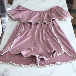 Rue 21 pink off the shoulder romper, small.